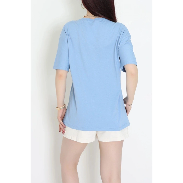 Suprem Nakışlı Oversize Tişört Bebemavi - 31880.1878.