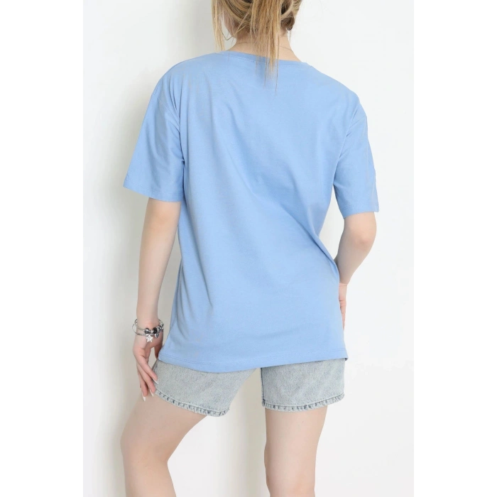 Suprem Nakışlı Oversize Tişört Bebemavi - 31882.1878.