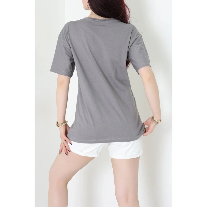Suprem Nakışlı Oversize Tişört Boyalıgri - 31877.1878.