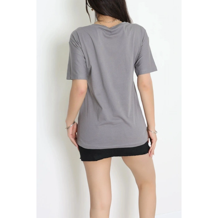 Suprem Nakışlı Oversize Tişört Boyalıgri - 31878.1878.