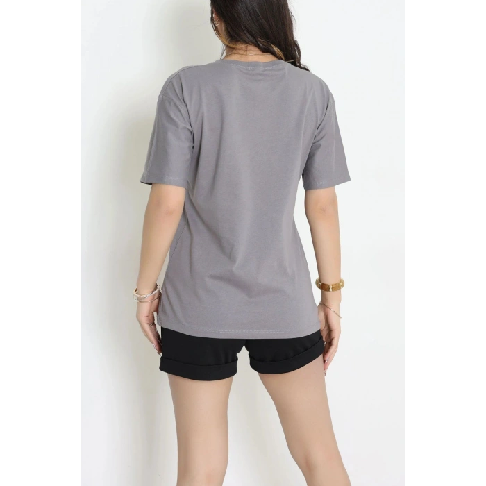 Suprem Nakışlı Oversize Tişört Boyalıgri - 31882.1878.