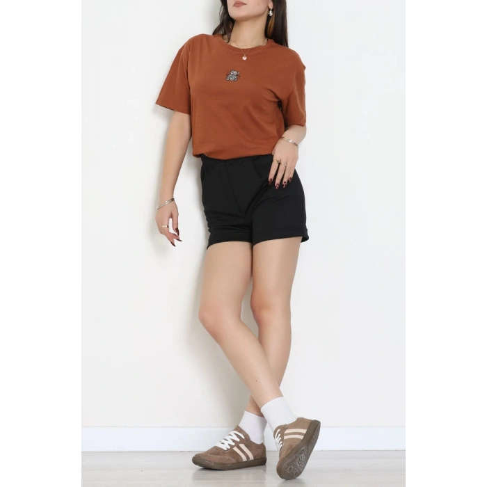 Suprem Nakışlı Oversize Tişört Kiremit - 31877.1878.
