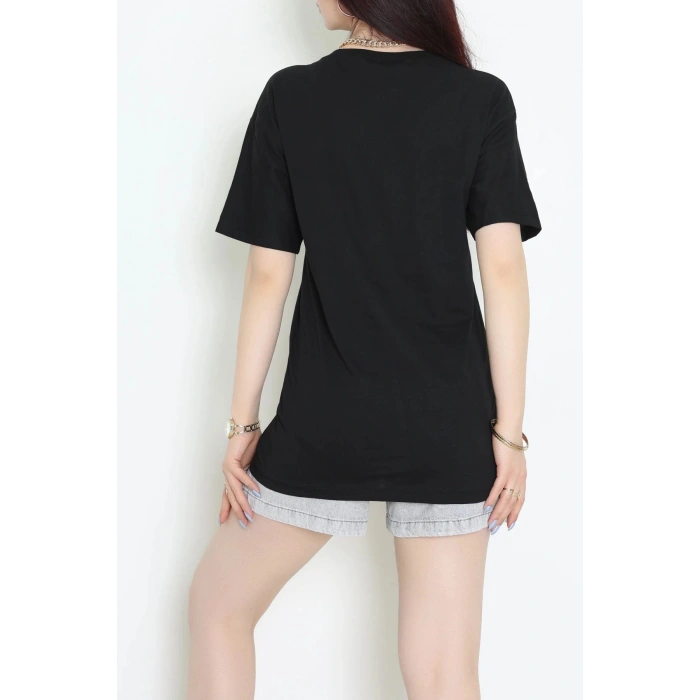 Suprem Nakışlı Oversize Tişört Siyah - 31878.1878.