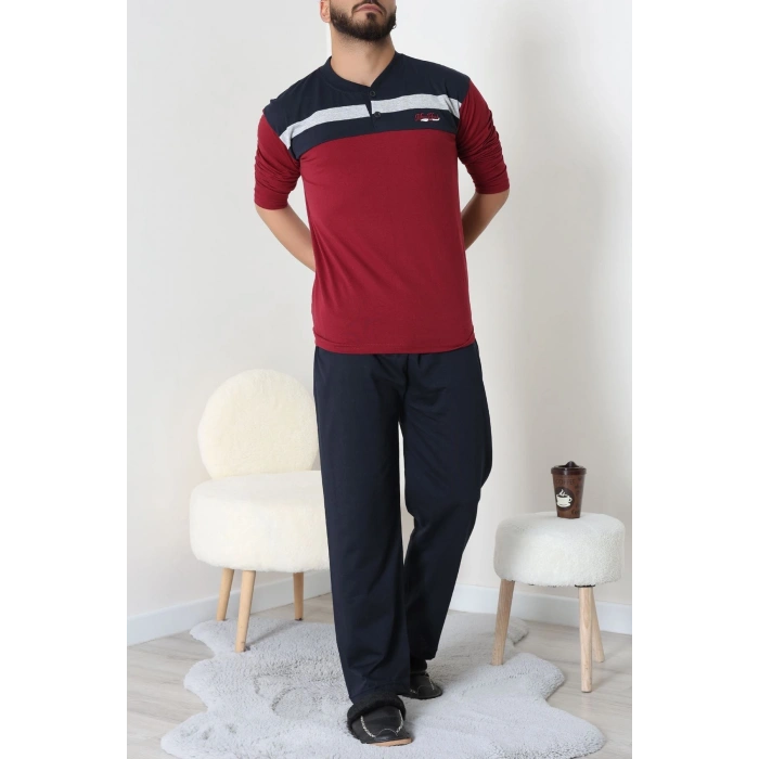 Süprem Patlı Baskılı Erkek Pijama Takımı Bordolaci - 70885.1838.