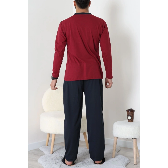 Süprem Patlı Baskılı Erkek Pijama Takımı Bordolaci - 70885.1838.