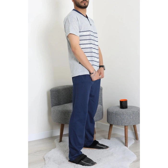 Süprem Patlı Kısa Kollu Erkek Pijama Takımı Gri - 71487.1838.