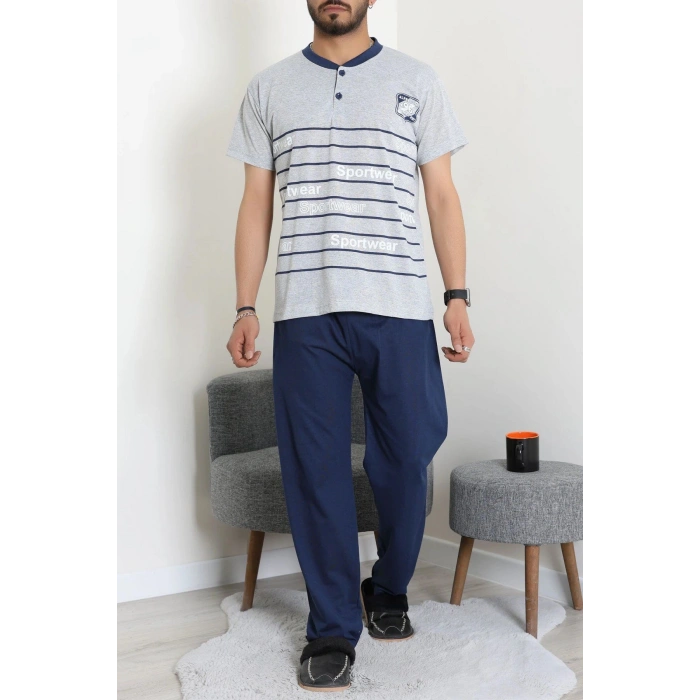 Süprem Patlı Kısa Kollu Erkek Pijama Takımı Gri - 71487.1838.