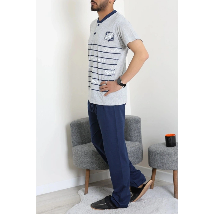 Süprem Patlı Kısa Kollu Erkek Pijama Takımı Gri - 71487.1838.
