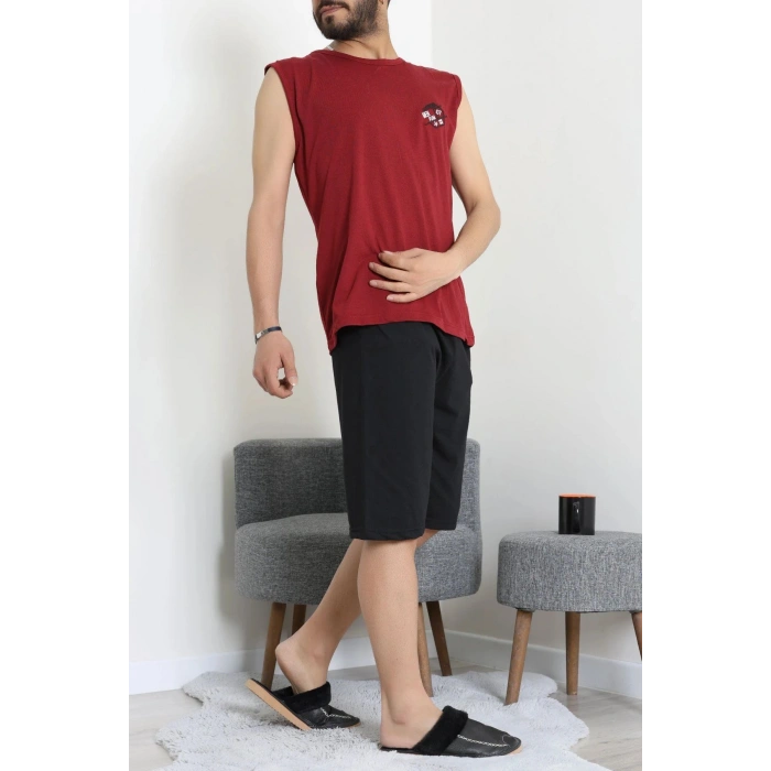 Süprem Şortlu Erkek Pijama Takımı Bordo - 42983.1048.