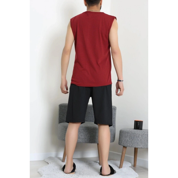 Süprem Şortlu Erkek Pijama Takımı Bordo - 42983.1048.