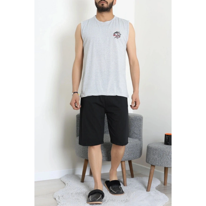 Süprem Şortlu Erkek Pijama Takımı Gri - 42983.1048.