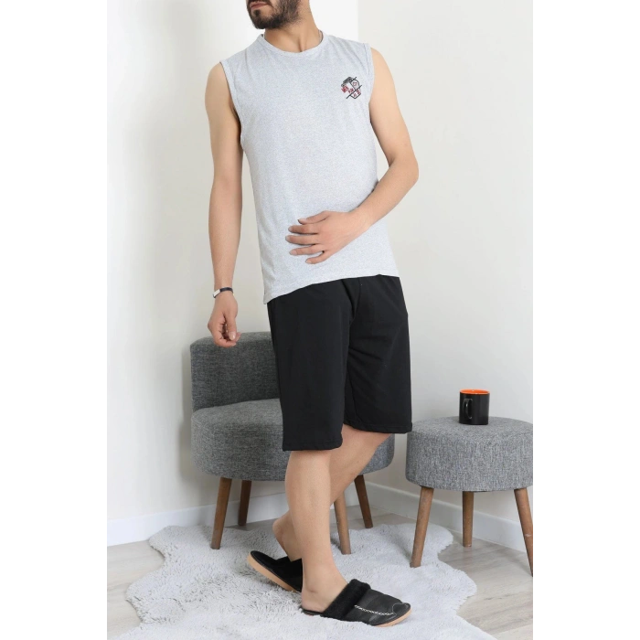 Süprem Şortlu Erkek Pijama Takımı Gri - 42983.1048.