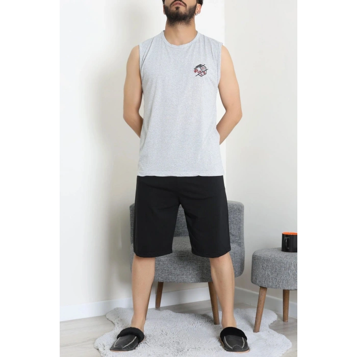Süprem Şortlu Erkek Pijama Takımı Gri - 42983.1048.