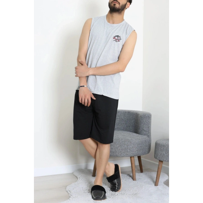 Süprem Şortlu Erkek Pijama Takımı Gri - 42983.1048.