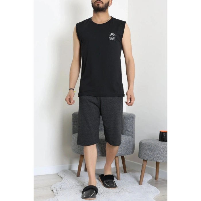 Süprem Şortlu Erkek Pijama Takımı Siyah - 42983.1048.