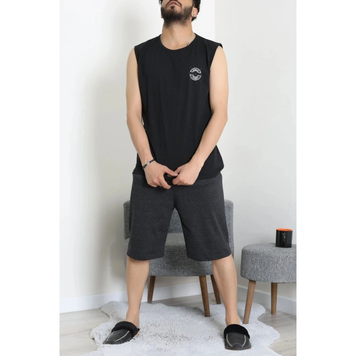 Süprem Şortlu Erkek Pijama Takımı Siyah - 42983.1048.