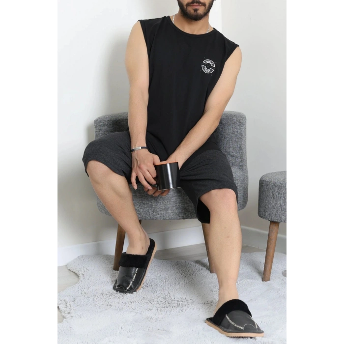 Süprem Şortlu Erkek Pijama Takımı Siyah - 42983.1048.