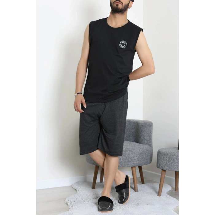 Süprem Şortlu Erkek Pijama Takımı Siyah - 42983.1048.