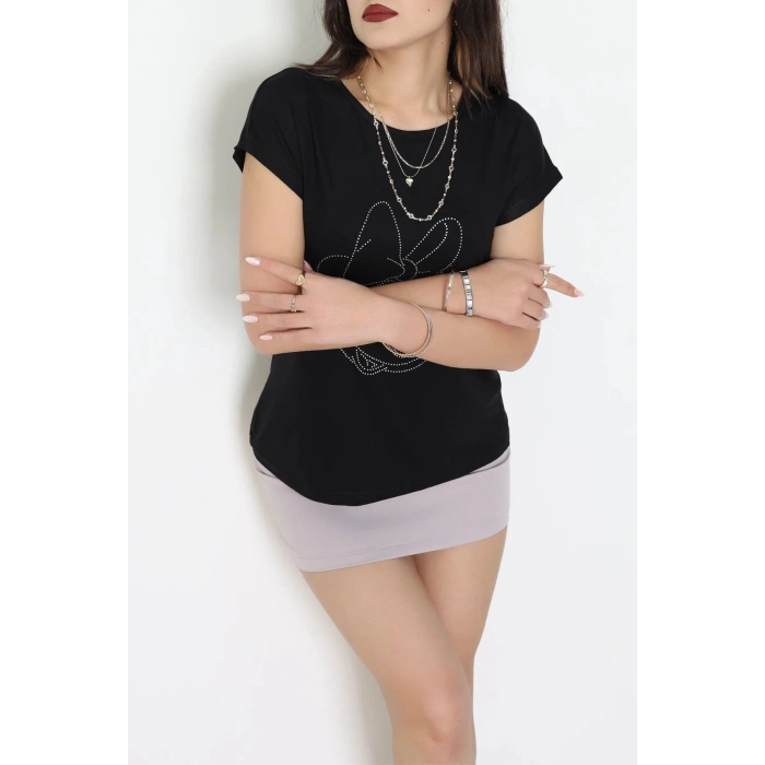 Taş İşlemeli Viskon Bluz Siyah - 70651.599.