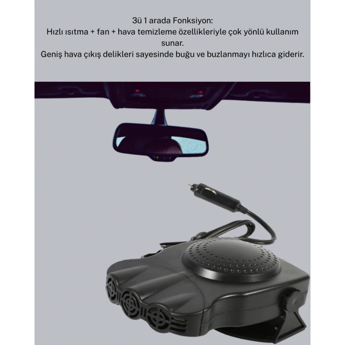 Taşınabilir 12V Araç Cam Buğu Çözücü