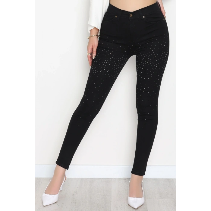 Taşlı Dar Paça Kot Pantolon Siyah1 - 31656.2112.