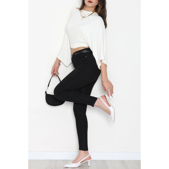 Taşlı Dar Paça Kot Pantolon Siyah1 - 31656.2112.