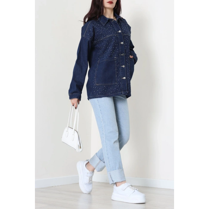 Taşlı Kot Ceket Lacivert - 31871.2059.