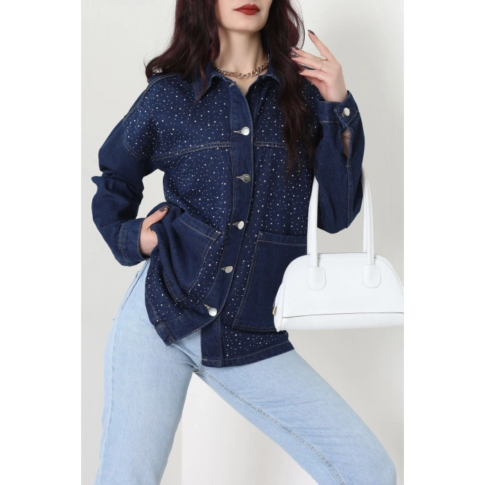 Taşlı Kot Ceket Lacivert - 31871.2059.