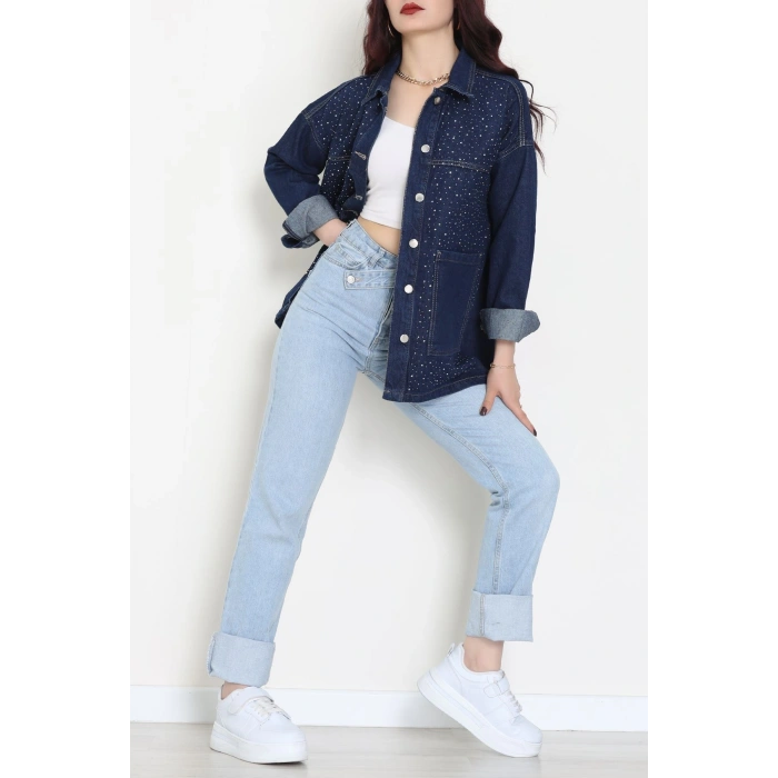 Taşlı Kot Ceket Lacivert - 31871.2059.