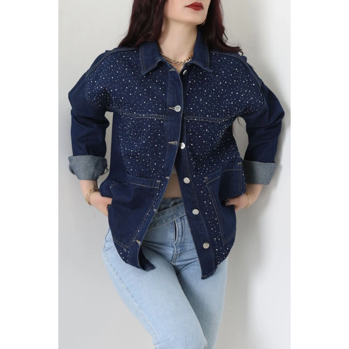 Taşlı Kot Ceket Lacivert - 31871.2059.