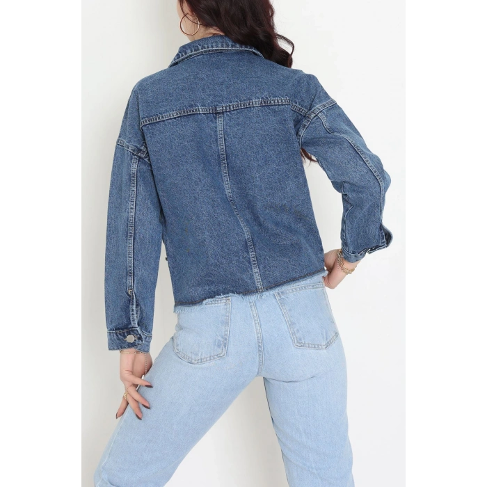 Taşlı Kot Ceket Mavi - 001.2059.
