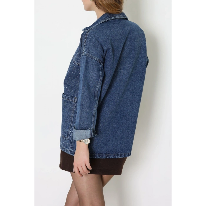 Taşlı Kot Ceket Mavi - 31871.2059.