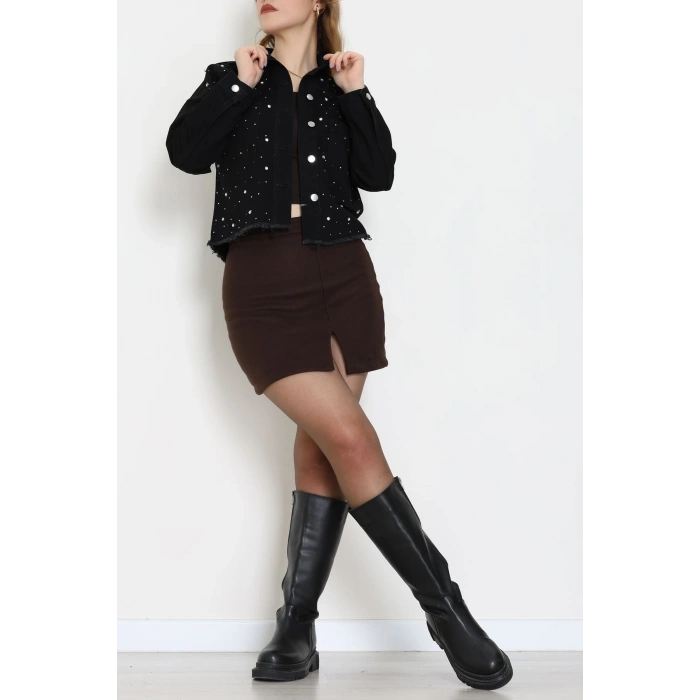 Taşlı Kot Ceket Siyah - 001.2059.