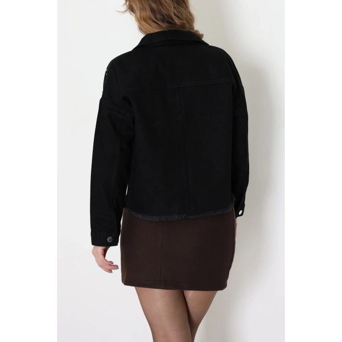 Taşlı Kot Ceket Siyah - 001.2059.