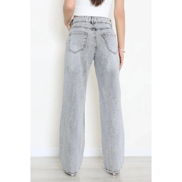Taşlı Kot Pantolon Gri - 9004.1437.