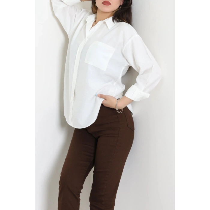 Tek Cep Salaş Gömlek Beyaz - 7932.1437.