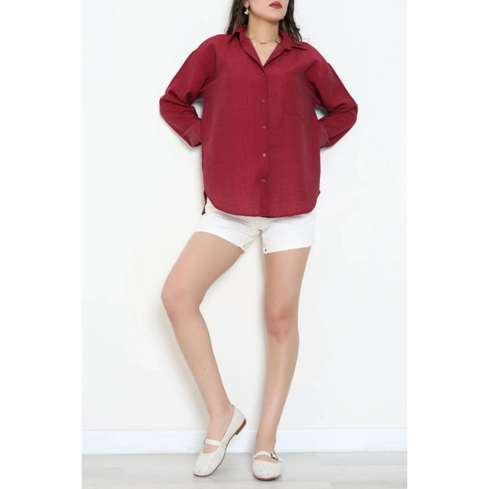 Tek Cep Salaş Gömlek Bordo - 7932.1437.