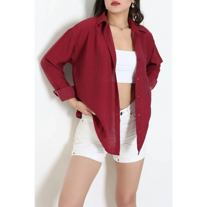 Tek Cep Salaş Gömlek Bordo - 7932.1437.