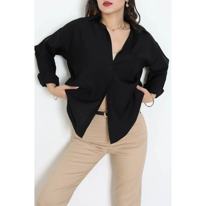 Tek Cep Salaş Gömlek Siyah - 7932.1437.