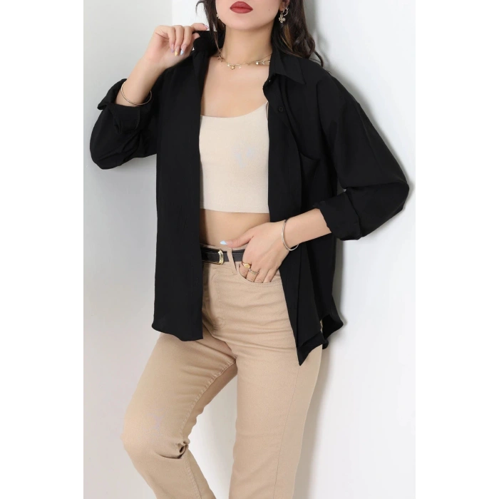 Tek Cep Salaş Gömlek Siyah - 7932.1437.