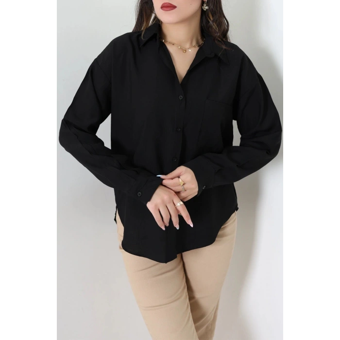 Tek Cep Salaş Gömlek Siyah - 7932.1437.