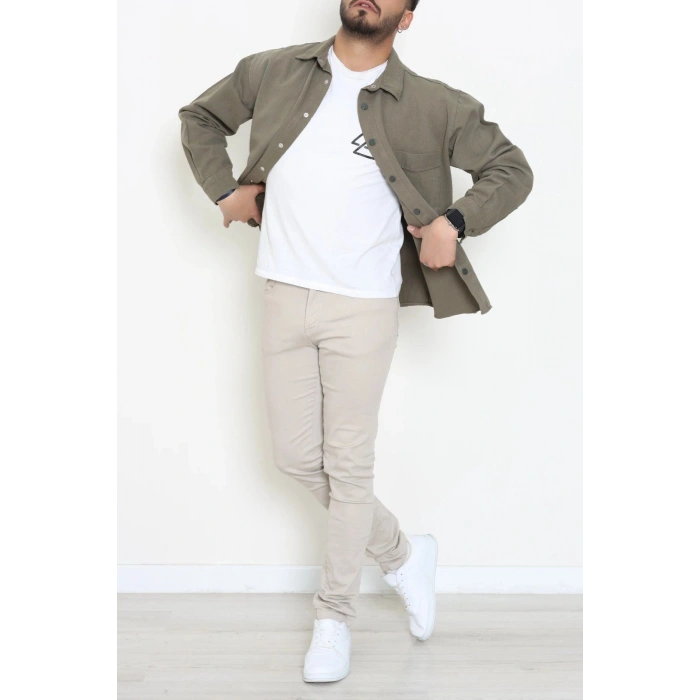 Tek Cepli Düğmeli Erkek Ceket Açıkhaki - 36570.2137.