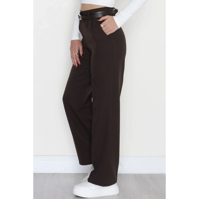 Tek Düğme Palazzo Pantolon Koyukahve - 90022.1397.