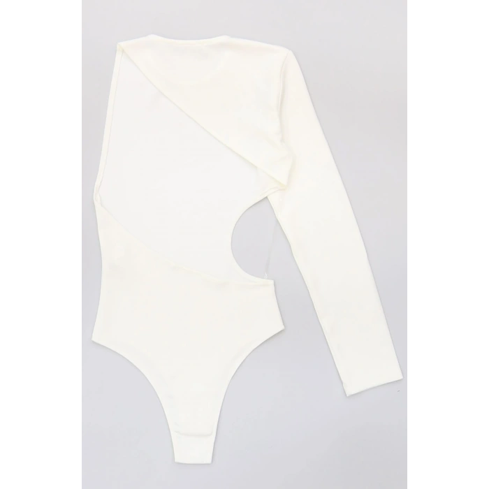 Tek Kollu Sırt Detay Bodysuıt Krem - 71518.444.
