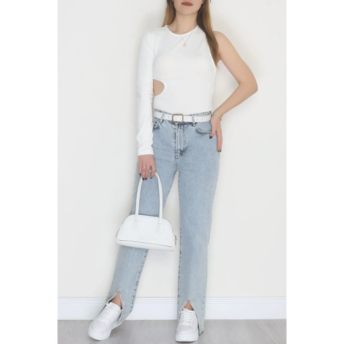 Tek Kollu Sırt Detay Bodysuıt Krem - 71518.444.