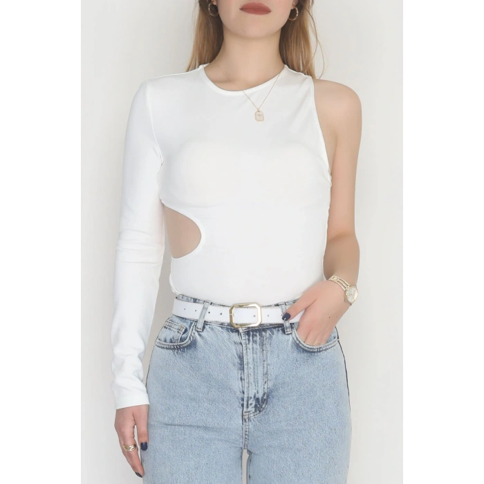 Tek Kollu Sırt Detay Bodysuıt Krem - 71518.444.