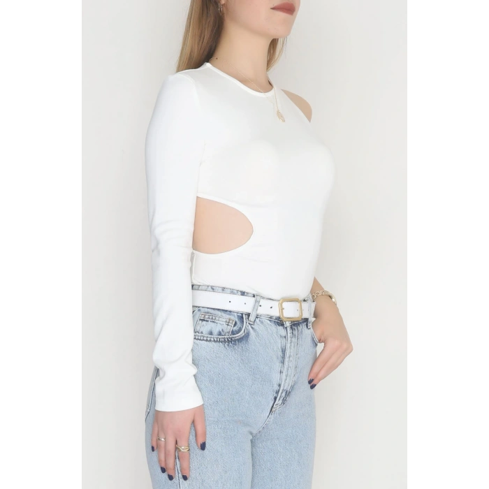 Tek Kollu Sırt Detay Bodysuıt Krem - 71518.444.