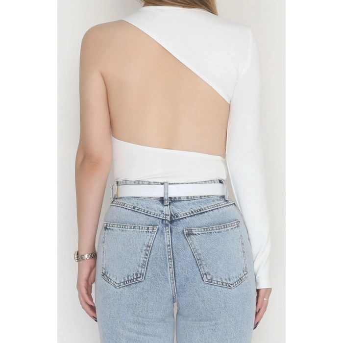 Tek Kollu Sırt Detay Bodysuıt Krem - 71518.444.