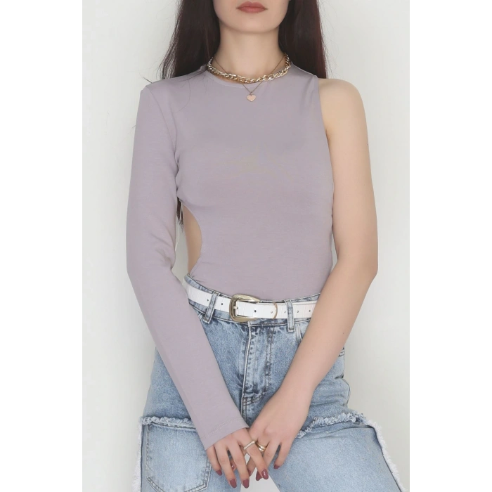 Tek Kollu Sırt Detay Bodysuıt Mermerlila - 71518.444.