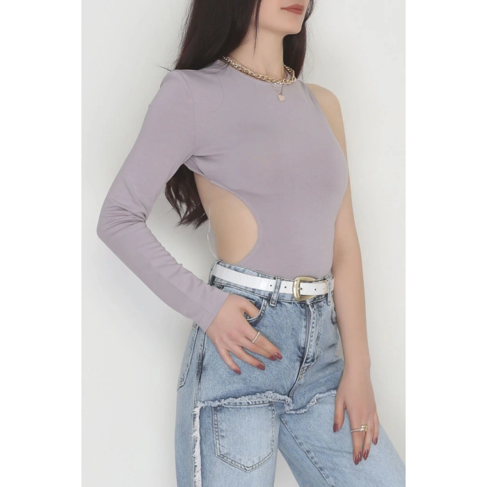Tek Kollu Sırt Detay Bodysuıt Mermerlila - 71518.444.